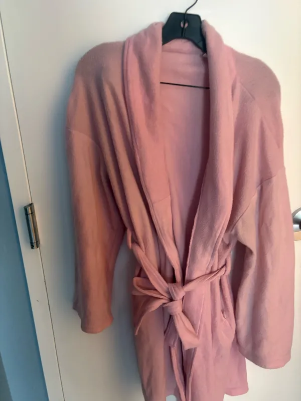 Women's Pink Fleece Long Sleeve Belted Shawl Collar Robe - Image 2