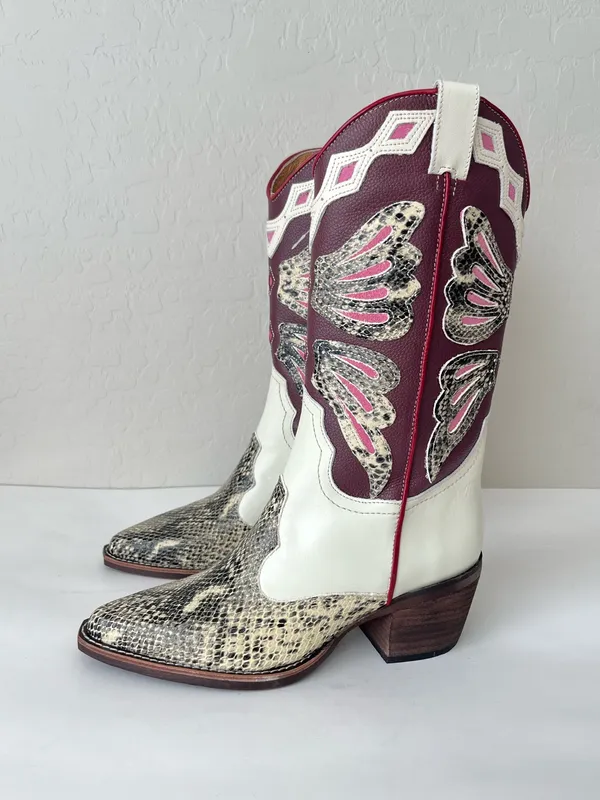 Steve Madden Arroyo butterfly multicolor Print Mid Calf Cowgirl Boots NEW 9.5 - Image 4
