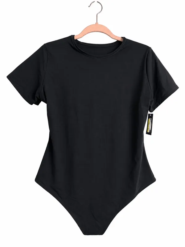 NWT Auden Luxury 4-Way Stretch Black Short Sleeve Bodysuit 1X - Image 4