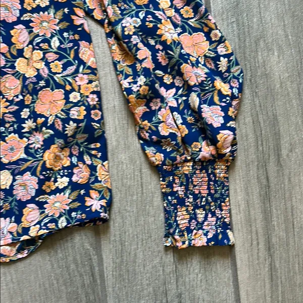 Levi's Blue and Orange Ruffled Floral Blouse - Image 4