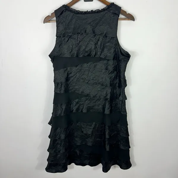 S.L. Fashions‎ Dress 14 Black Tiered Sleeveless Beaded Glam Goth Cocktail Party - Image 9