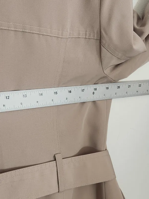 London Fog Womens Khaki Trench Coat with Removable Sash Size Small - Image 6