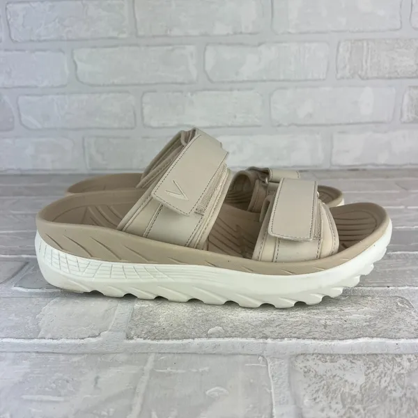Vionic Renewal Recovery Slides Sandals Womens 9 Men 7.5 Beige 2-Strap Hook Loop - Image 3