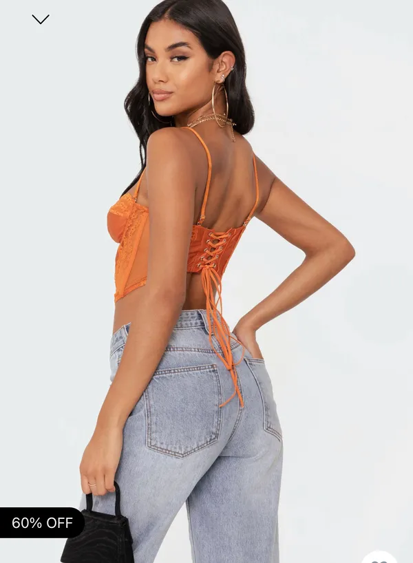 Edikted Payton Lace Corset Orange - Image 3