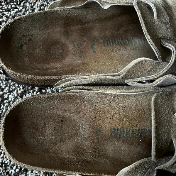 Birkenstock Boston Clogs Taupe Suede Buckle Strap Women 39 8-8.5 US - Image 8