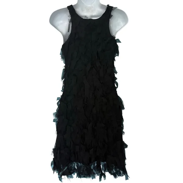Karen Kane Black Shredded Eyelash Lace Stretch Mini Racerback Dress size XS - Image 4
