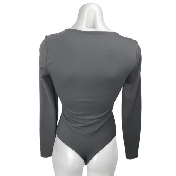 Abercrombie & Fitch Womens Black Square Neck Long Sleeve Bodysuit Shirt Top Sz S - Image 2