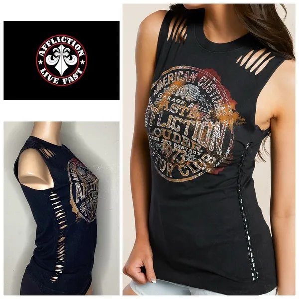 New. Affliction black tee. Small. Retails $58 - Image 2