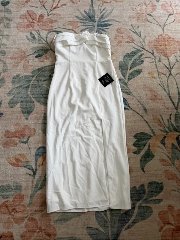 Lulus Fabulous Phenomenon White Strapless Bow Midi Dress - Image 4