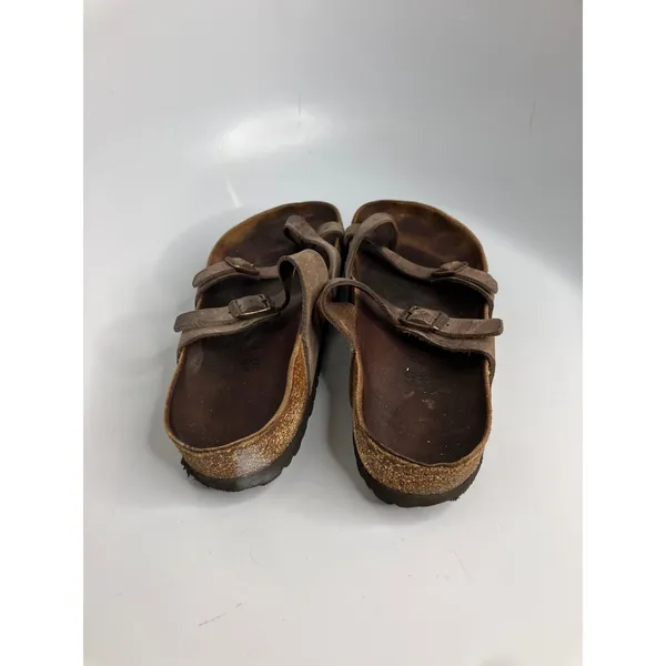 Birkenstock Mayari Sandals Womens 40 Brown Good Oiled Leather Toe Loop Slide - Image 5
