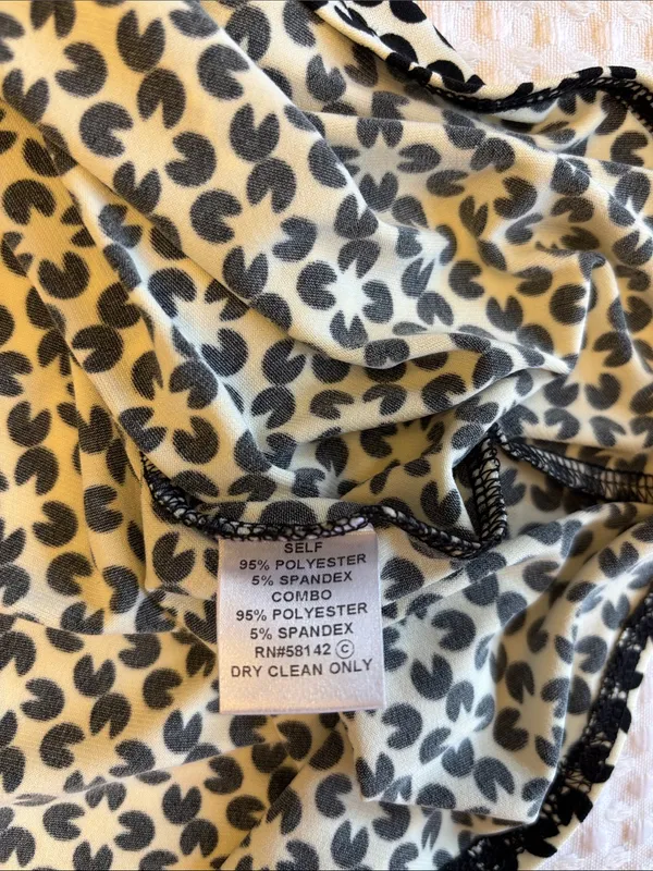 London Times Size 8 Black White Printed Midi Wrap V-Neck Fit & Flare Dress Belt - Image 12