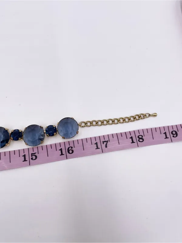Deep Blue Crystal Gemstone Statement Necklace Costume Jewelry Adjustable Classic - Image 5