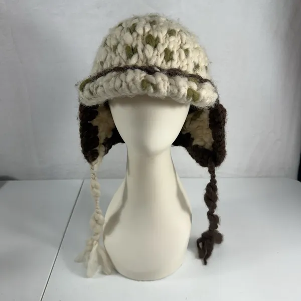 NIRVANA DESIGNS Nepal Cable‎ Knit Wool Trapper Hat With Faux Fur Unisex Grunge - Image 3
