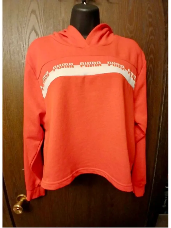 Puma Women's Bright Orange Cropped Pullover Hoodie - Size M - JC401 • Size: Medi - Image 10