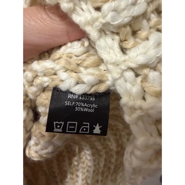 POL Women's Chunky Knit Mock Neck Sweater Beige Tan Ivory Size‎ S - Image 6