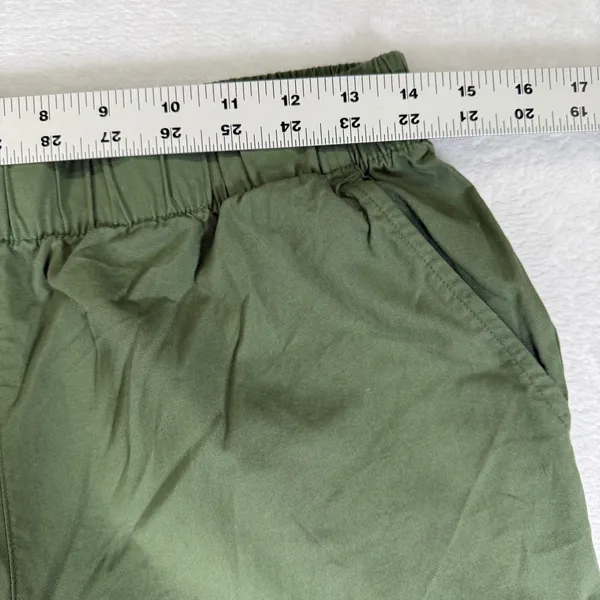 Uniqlo Olive Green Cotton Wide Leg Relaxed Elastic Waist Pants 272-482243 M - Image 2
