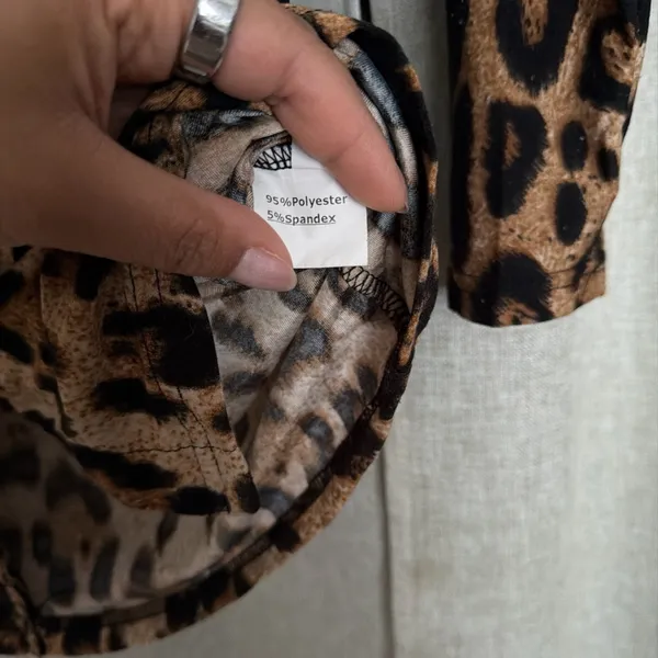 Leopard Print Women’s Long Sleeve PJ Top - Brown/Black size S - Image 5
