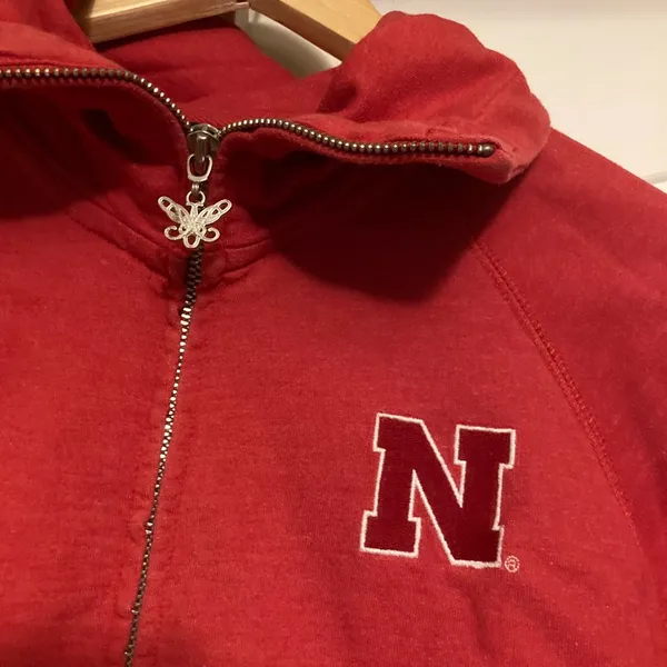 Nebraska Huskers Sweatshirt Small Zip Up Long Sleeve Touch By Alyssa Milano Red - Image 2