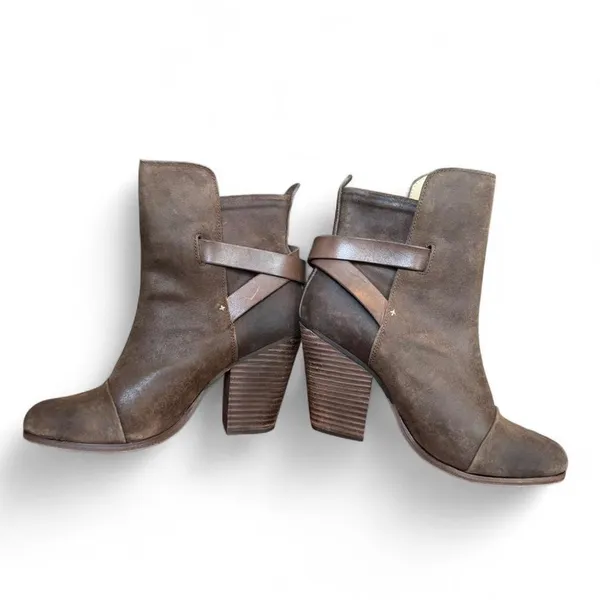 Rag & Bone Kinsey Ankle Boots Brown Suede Wrap Strap Block Heel Womens 39.5 9.5 - Image 7