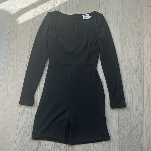 Princess Polly Sara Romper Black Ribbed Size 8 - Image 2