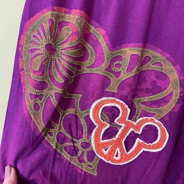 Disneyland Resort Micky Mouse Yoga Embroidered Peace Top Size Small - Image 3
