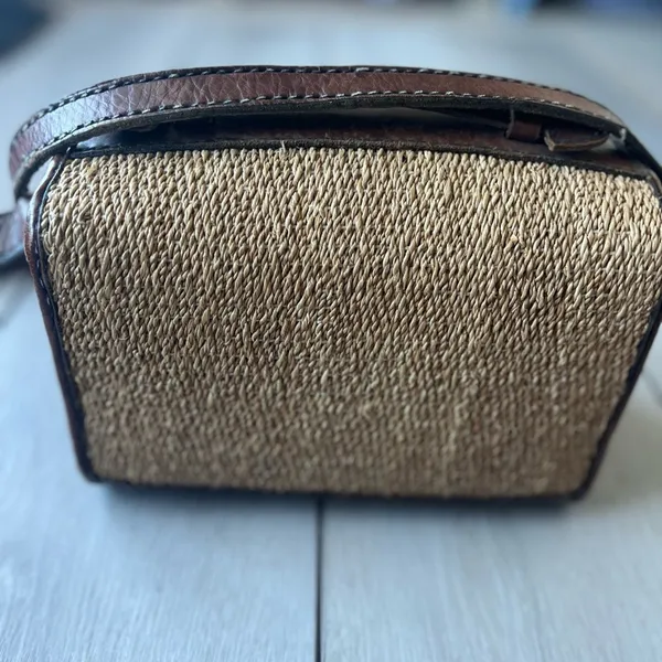 Vintage Leather woven bucket bag brown tone safari tan - Image 11