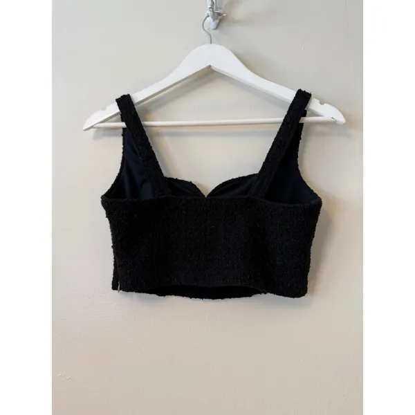 Abercrombie & Fitch Black Tweed Textured Cropped Tank Top Sweetheart Neckline XS - Image 7