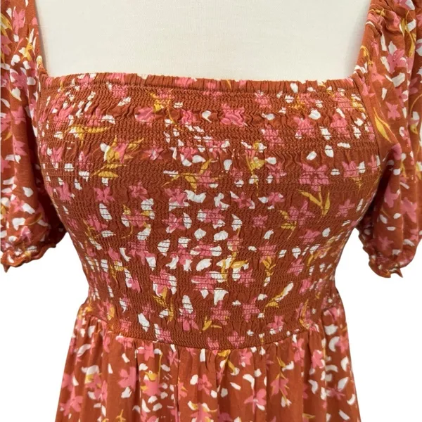 Roxy Hello Petal Woven Mini Dress On or Off Shoulder Fall Smocked Size Small - Image 4