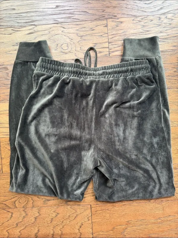 Hippie Rose Olive Green Velour Drawstring Pants - Image 3