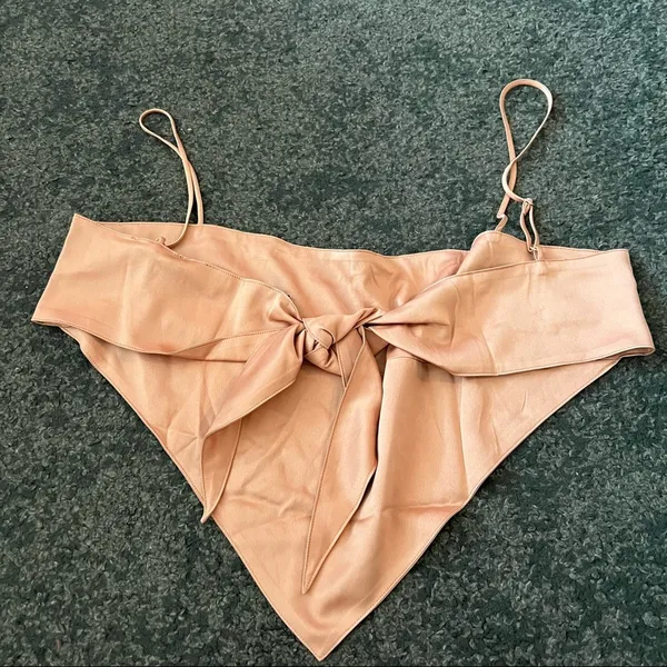 Revolve Danielle Bernstein weworewhat Cropped Handkerchief satin Tank - Image 7