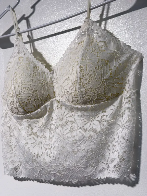 Lace Longline Bralette Camisole White Size XL - Image 3