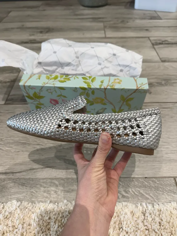 Birdies The Starling Silver Woven Flats - Image 4