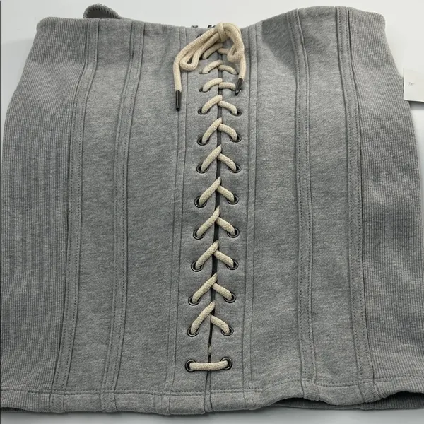 Forever 21 Heather Gray Lace-Up Skirt - Image 6