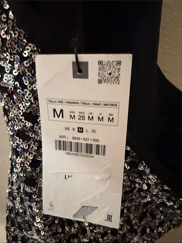 Zara sequin shorts Silver and Black Size Medium NWT - Image 7