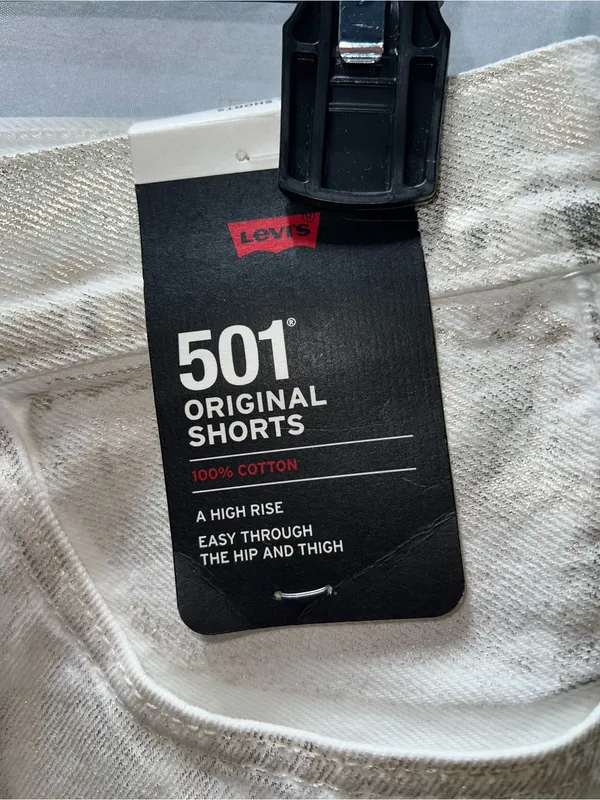 Levi's 501 White‎ and gold Cutoff Denim Shorts - Image 2