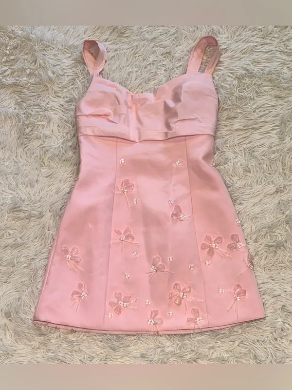 NEW ACLER Kendi Bead Embellished fairy floss pink Minidress Sz 4 - Image 5