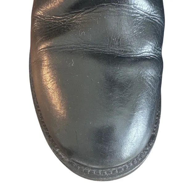 Tory Burch Claremont Quilted Leather Riding Boots Black Gold Logo 8.5 - Image 8