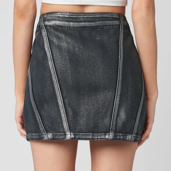 NWT BLANKNYC Metallic Heart Denim Mini Skirt Size 25 - Image 2
