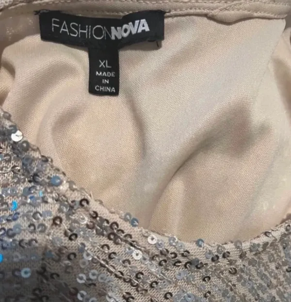 Silver sequin evening sequin dress - Image 3