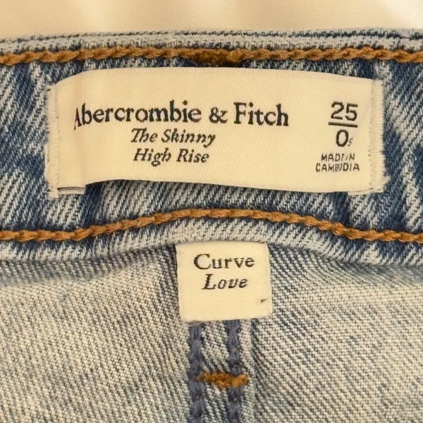 399 | Abercrombie & Fitch Curve Love High Rise Skinny Distressed Jeans Blue‎ 25 - Image 3