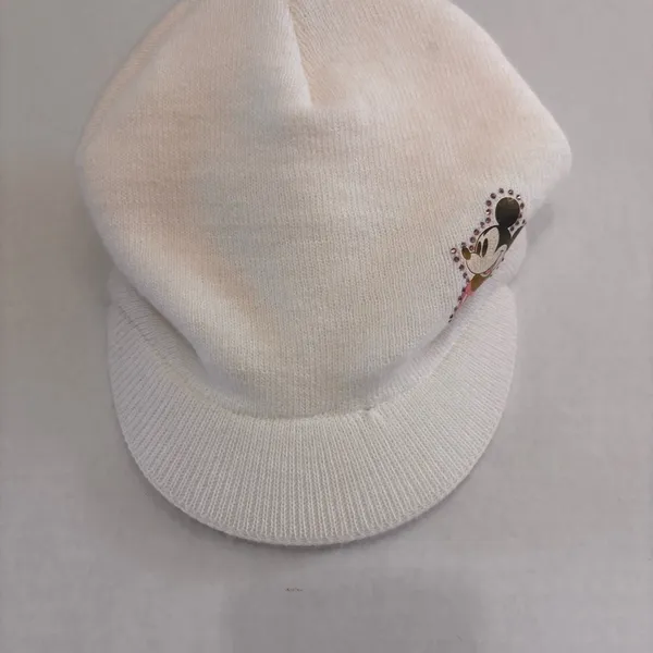 Disney Mickey Mouse White Knit Y2K Beanie Mcbling Newsboy Cap Womens One Size - Image 7