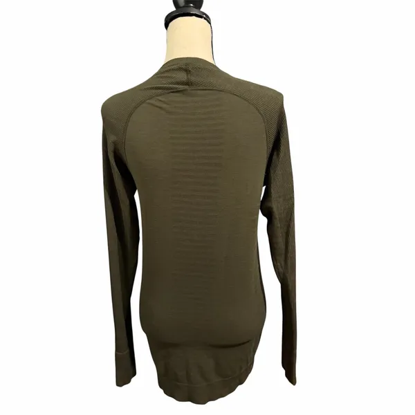 Lululemon Women's Olive Green Wool Blend Seamless Longsleeve Top Sz L Athleisure - Image 4