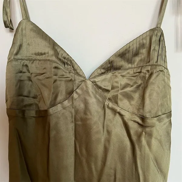 NWOT ASTR The Label Women's Mona Satin Mini Dress Tie Straps Size L Olive Green - Image 3