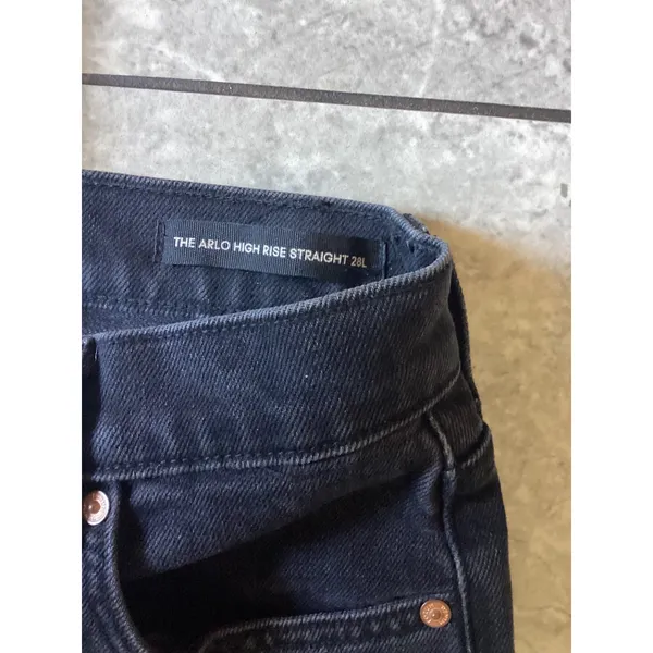 Denim Forum The Arlo High Rise Straight Jeans Black 28L Organic Cotton - Image 5