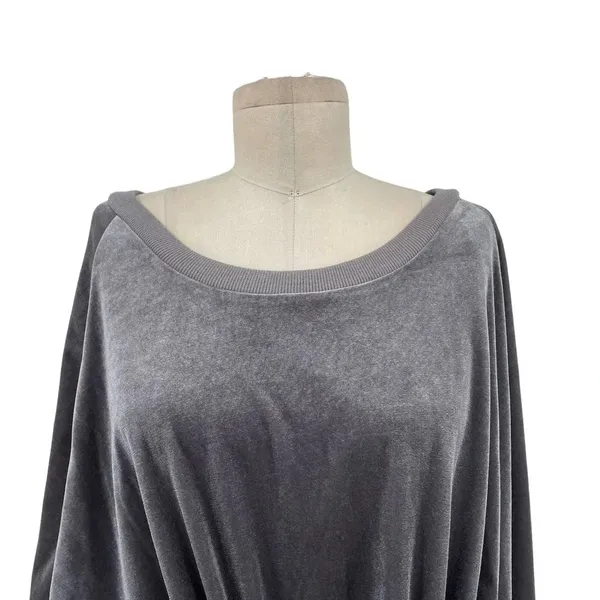 NUDE Apparel Co. Velour‎ Front Tie Knot Pullover Top Gray Size XS - Image 3