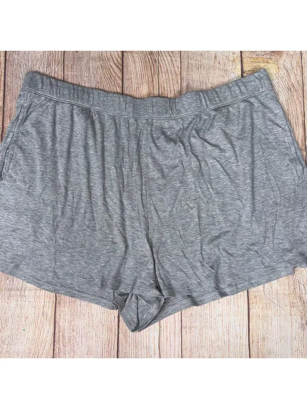 Joyspun Gray Ribbed Knit Pajama Set with Spaghetti Strap Top and Shorts - Image 3