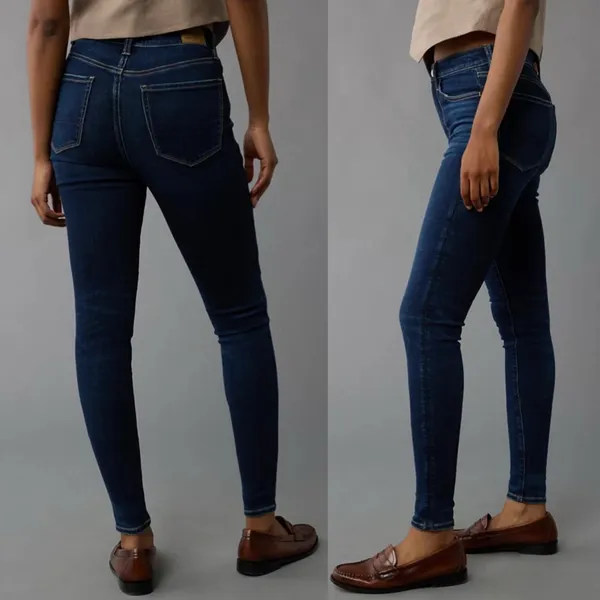 American Eagle AE Next Level High Waisted Jegging Dark Skinny Jeans Size 8 - Image 2