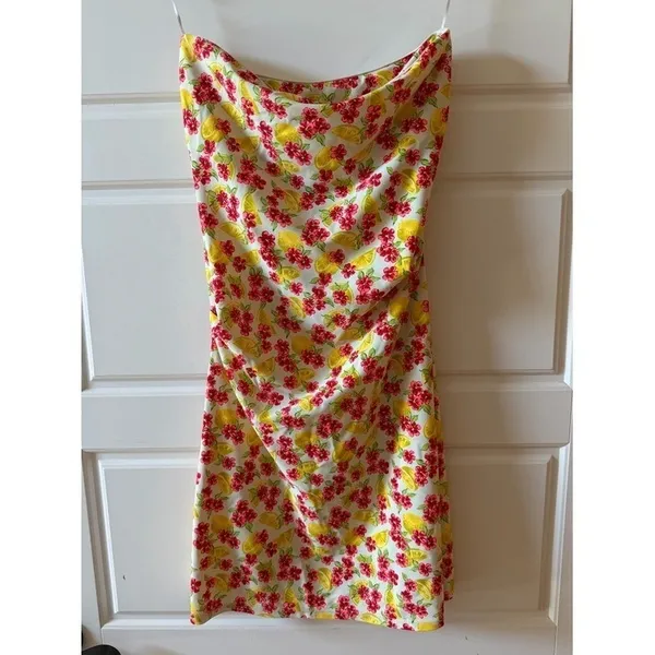 Amy Matto Floral Lemon‎ Print Mini Dress XS Euro Summer Coquette Y2K - Image 2