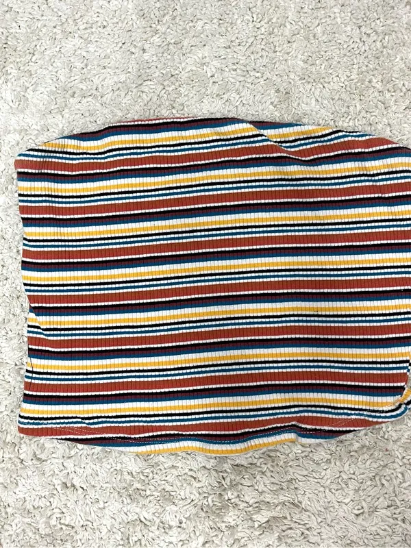 Garage Multicolor Striped Ribbed Top - Blue, Yellow, Red, White, Black - Image 2