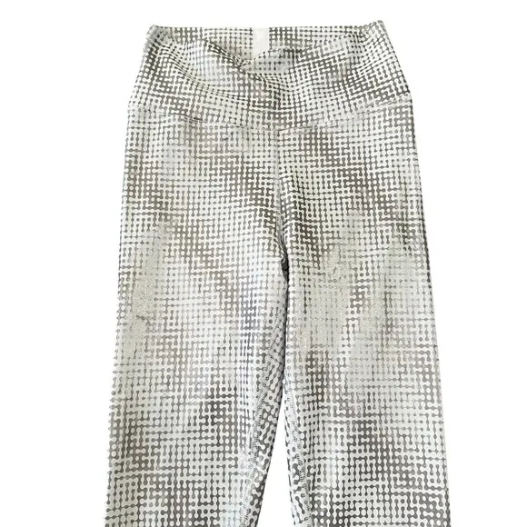 Peloton Womens‎ Metallic Silver Geometric Dot High Waist Workout Leggings Size M - Image 2